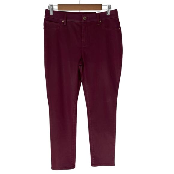 NWT CHICO'S Girlfriend Ankle Jeans Chico's Size 0 or US 4 Burgundy Cherry Red - Picture 1 of 9